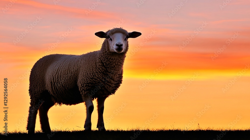 majestic sheep silhouette against a vibrant sunset majestic sheep silhouette against a vibrant sunset