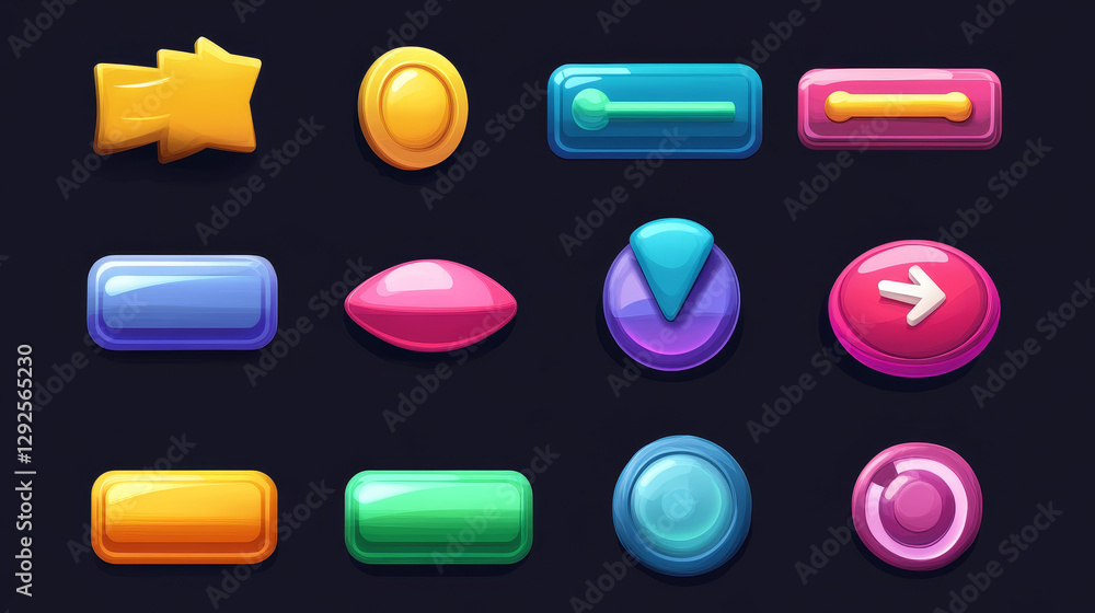 Game ui loading progress bars vector set, cartoon interface design elements. Status and resources scales of power, life, health or magic spell, money and time assets. isolated 3d illustration, icons Game ui loading progress bars vector set, cartoon interface design elements. Status and resources scales of power, life, health or magic spell, money and time assets. isolated 3d illustration, icons