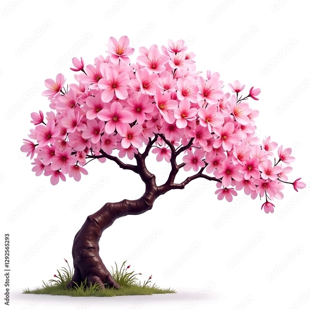 Obraz premium cherry blossom tree on white background
