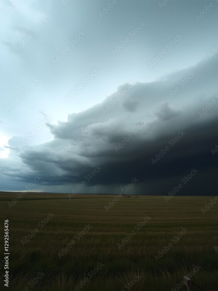 Gloomy Stormfront Forming Over Plains with Thunderstorm Clouds Approaching Gloomy Stormfront Forming Over Plains with Thunderstorm Clouds Approaching