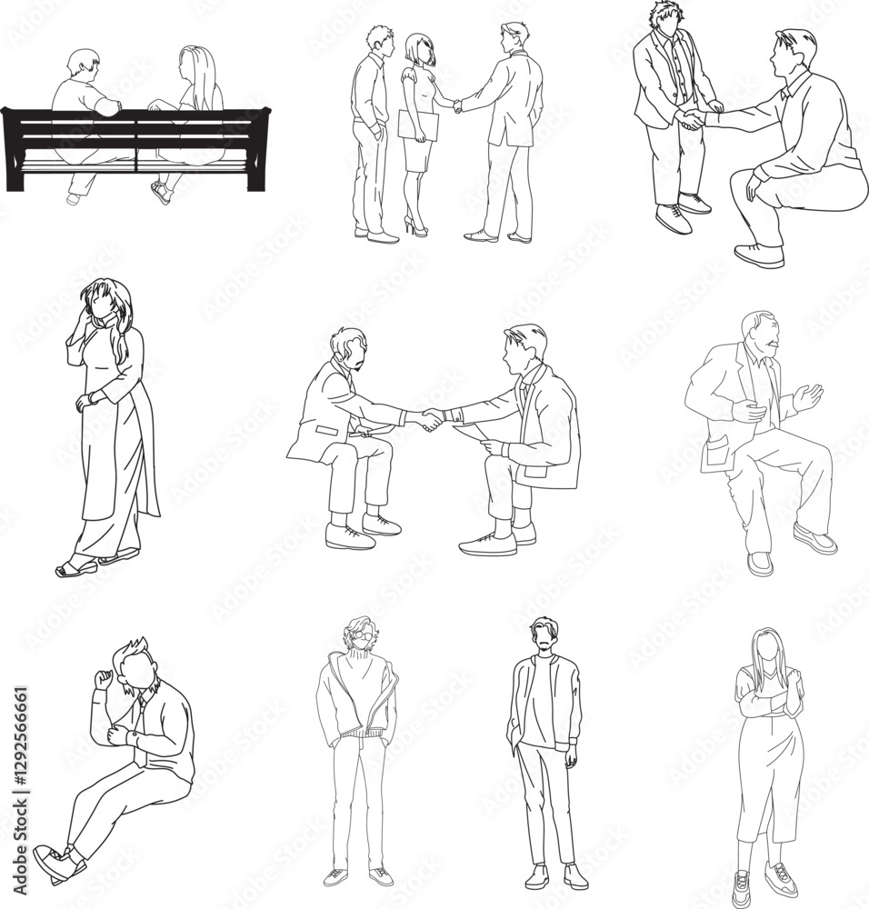 Daily life line art Daily life line art