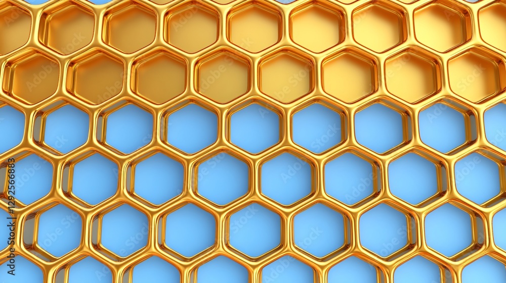 stunning golden honeycomb pattern on blue background stunning golden honeycomb pattern on blue background