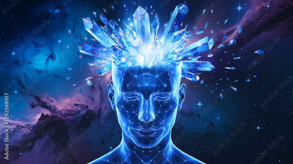 Cosmic Energy Burst from Intricate Human Head Design Cosmic Energy Burst from Intricate Human Head Design