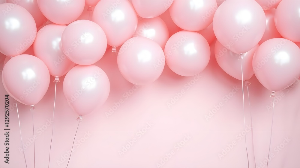 Shiny Metallic Pink Balloons Floating Against a Gentle Pastel Background for a Soft and Elegant Vibe Shiny Metallic Pink Balloons Floating Against a Gentle Pastel Background for a Soft and Elegant Vibe