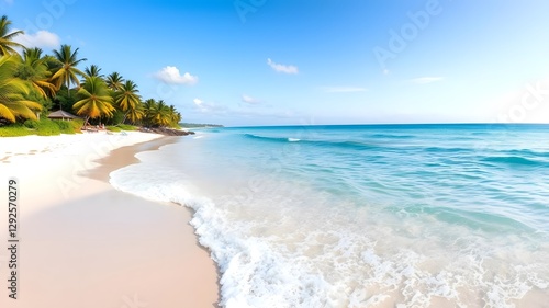 Wallpaper Mural  Panoramic Tropical Beach with Gentle Waves and Clear Blue Waters Torontodigital.ca