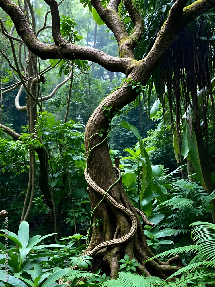 Twisting Tree with Vines in a Dense Jungle Twisting Tree with Vines in a Dense Jungle