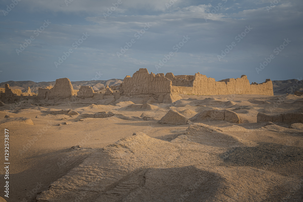 Fototapeta premium Big Buddha Temple in Jiaohe ruins, Turpan, Xinjiang, China