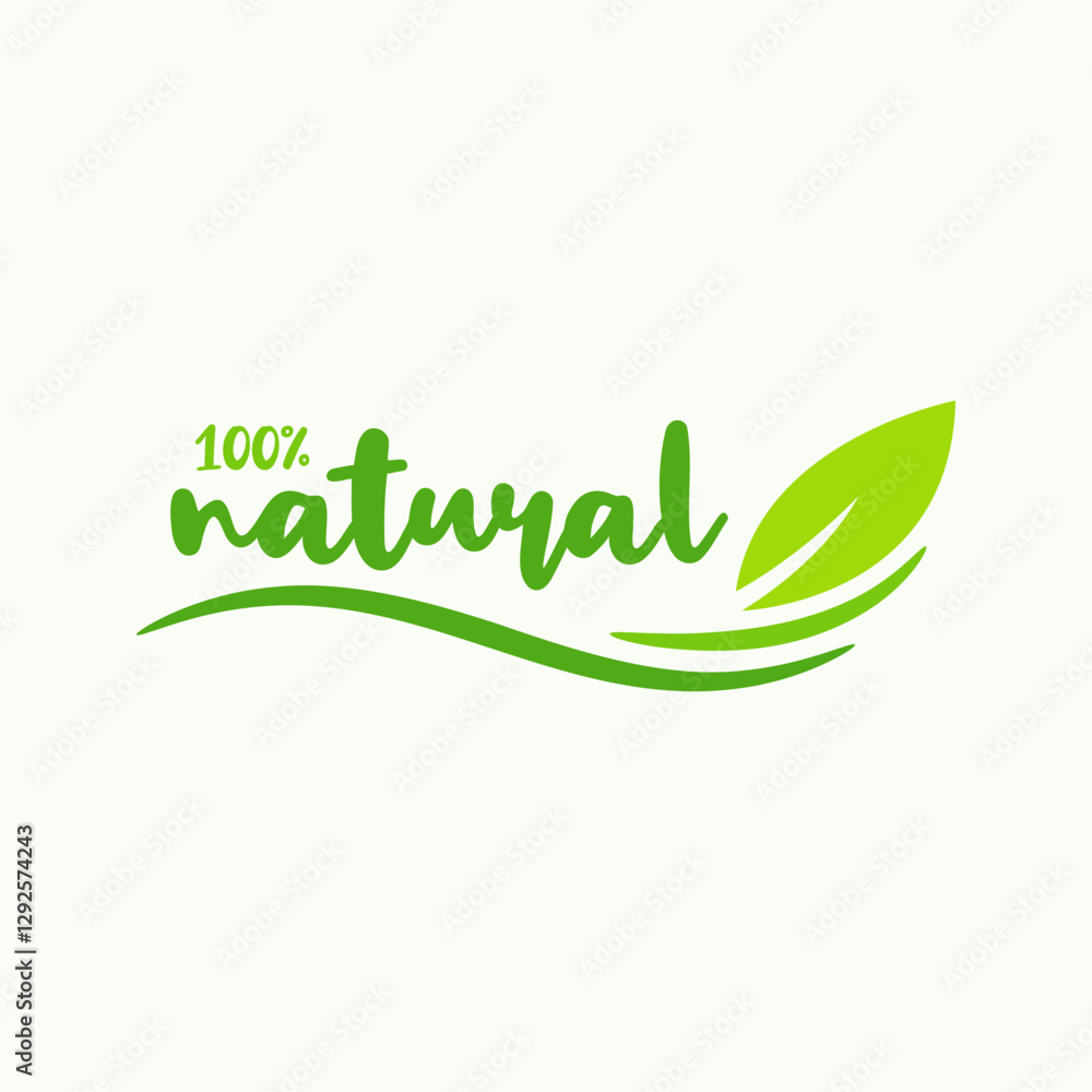 Fototapeta premium 100% natural logo design template vector.