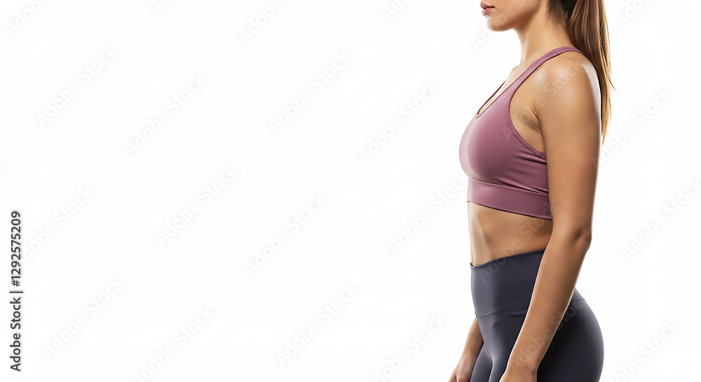 Obraz premium Athletic Woman in Sportswear Minimalist Fitness Concept Generative AI