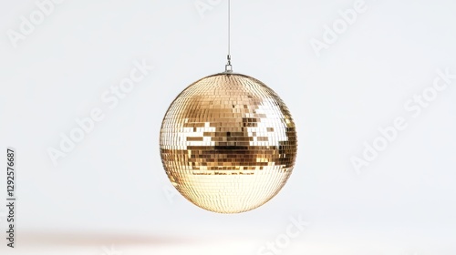 a beige disco ball hanging