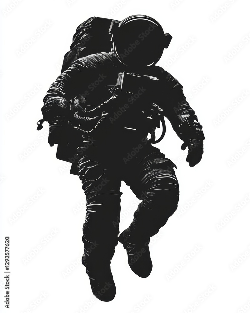 Fototapeta premium an astronaut. a black silhoutte of an astronaut