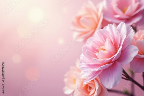Delicate Pink Blossoms in Soft Light, a Gentle Floral Image Featuring a Close-Up of Several Petals, Ideal for Backgrounds or Design Projects