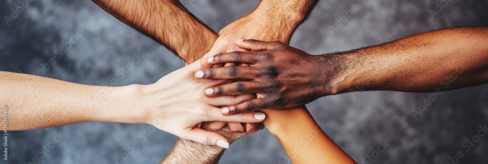 Fototapeta premium Diverse group joins hands in a cozy team bonding circle for coaching programs. Generative AI