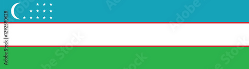 Uzbekistan flag long banner digital vector illustration