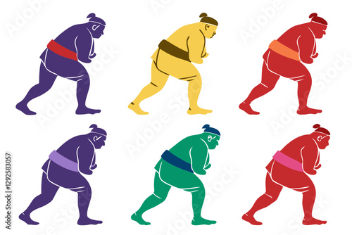 set of Sumo silhouette vector illustration