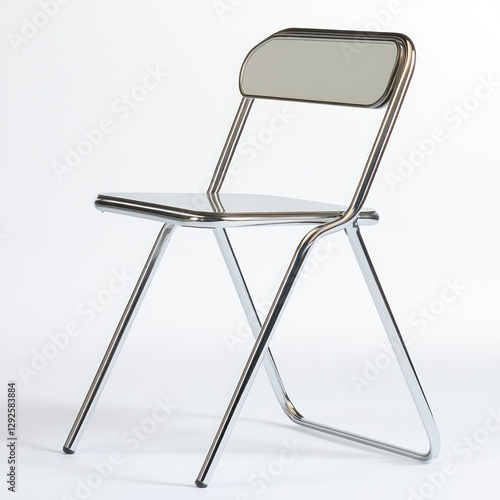 Modern chrome folding chair on white background