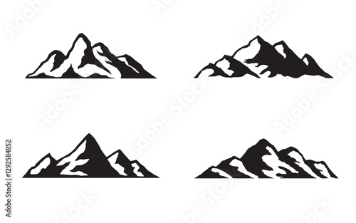 set of mountain design vector