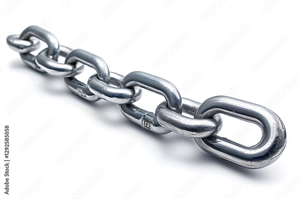Steel Chain Link Against White Background Steel Chain Link Against White Background