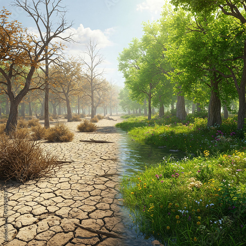 drought vs green area