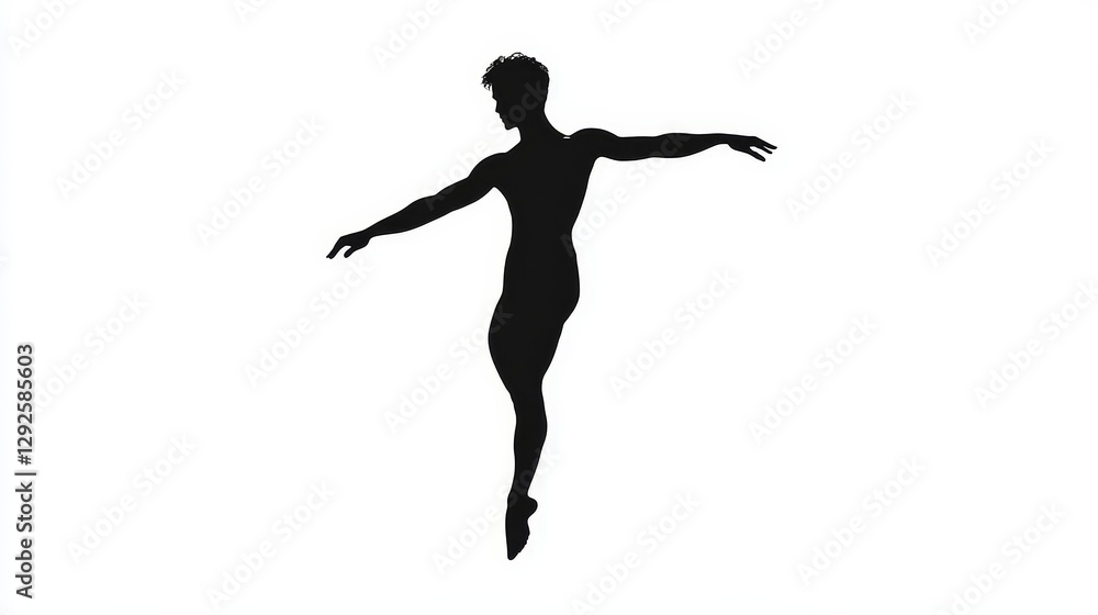 Fototapeta premium a black silhoutte of a male balet dancer. 