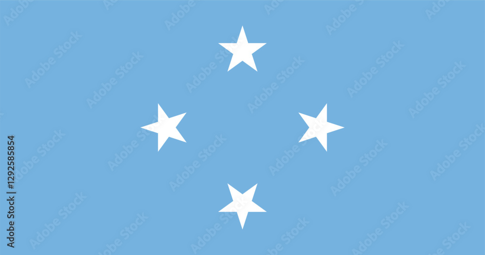 Flag of Federated States of Micronesia. The official ratio. Flag icon. Standard color. Standard size. A rectangular flag. Computer illustration. Digital illustration. Vector illustration. Flag of Federated States of Micronesia. The official ratio. Flag icon. Standard color. Standard size. A rectangular flag. Computer illustration. Digital illustration. Vector illustration.