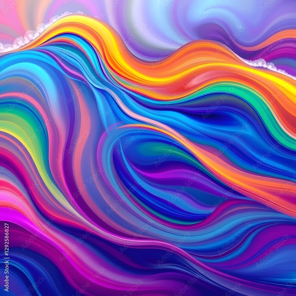 Dynamic, Abstract Representation of Waves in Bright Colors Dynamic, Abstract Representation of Waves in Bright Colors