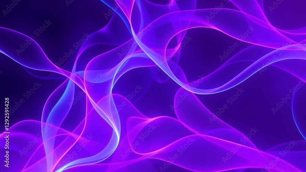 Fototapeta premium Flowing Digital Waves in Neon Shades of Purple, Blue, and Magenta, Creating a Mindscape