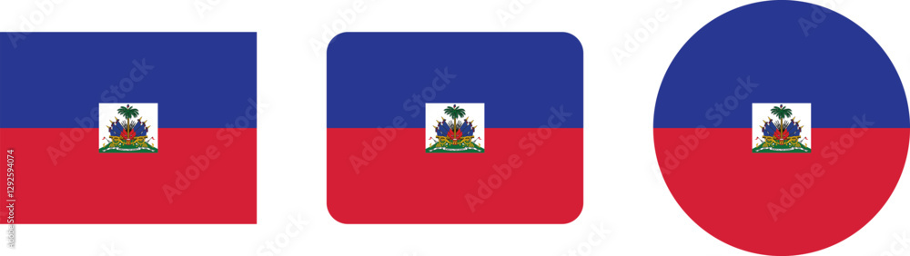 Obraz premium Haiti National Flag: Rectangular and Circular Designs