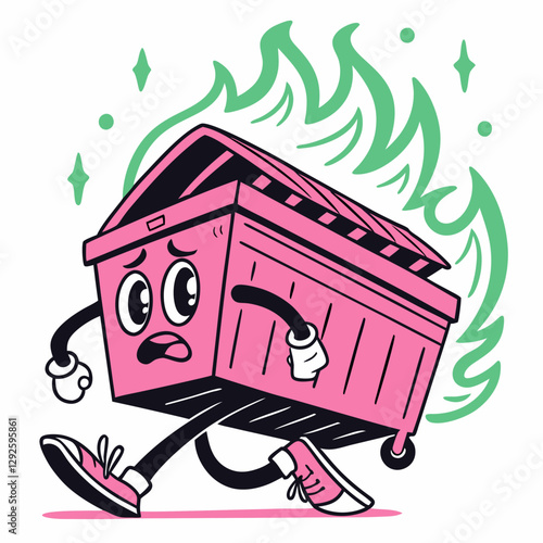 Dumpster Fire Character - Playful and Quirky Illustration"