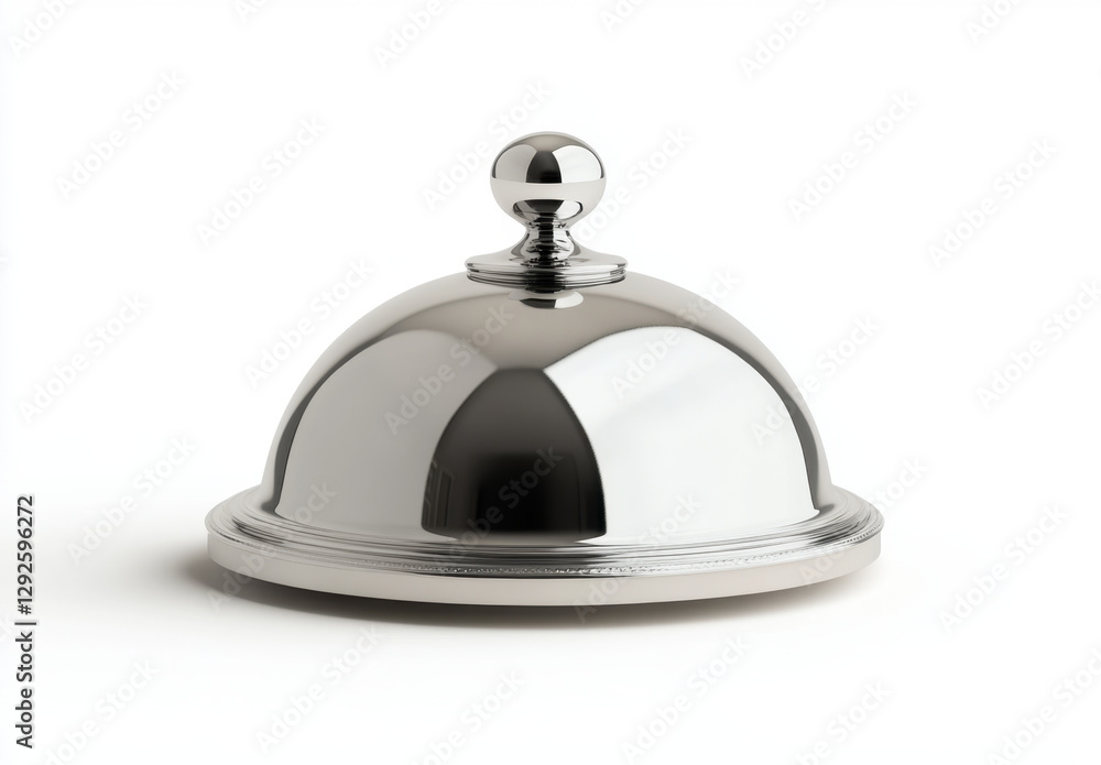 Sleek chrome cloche with elegant design, perfect for serving dishes and enhancing dining experiences. stylish addition to any table setting Sleek chrome cloche with elegant design, perfect for serving dishes and enhancing dining experiences. stylish addition to any table setting