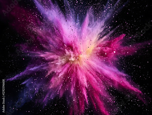 Vibrant color explosion abstract art digital creation dark background artistic perspective creative concept