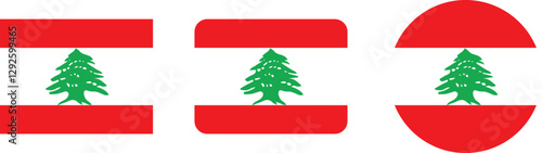 Lebanon Flag Design Variations, Showing National Symbol