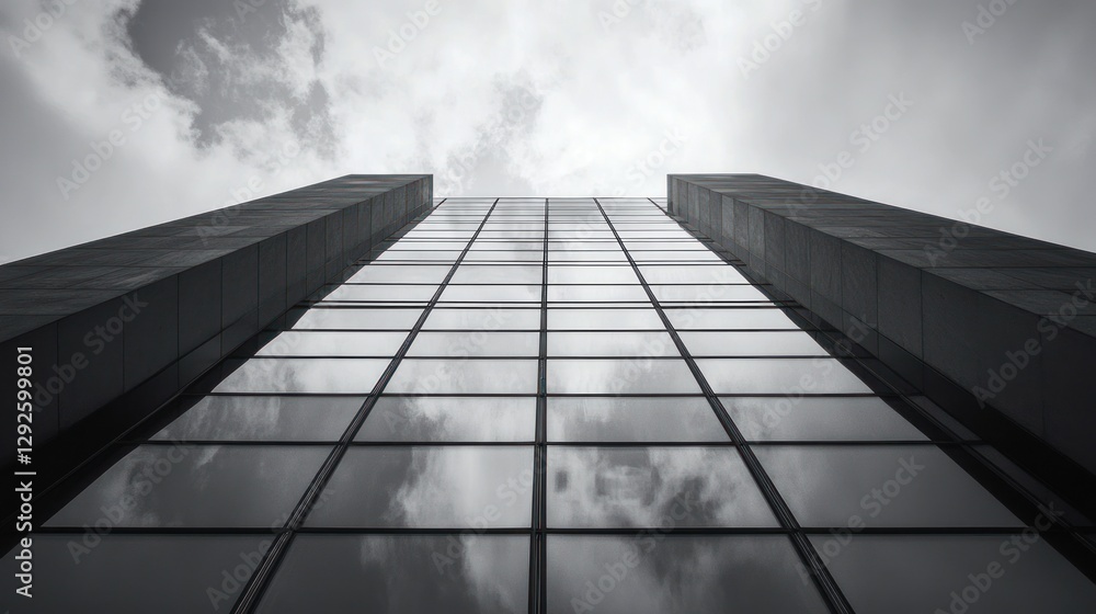 Skyward View of a Glass and Stone Facade Skyward View of a Glass and Stone Facade