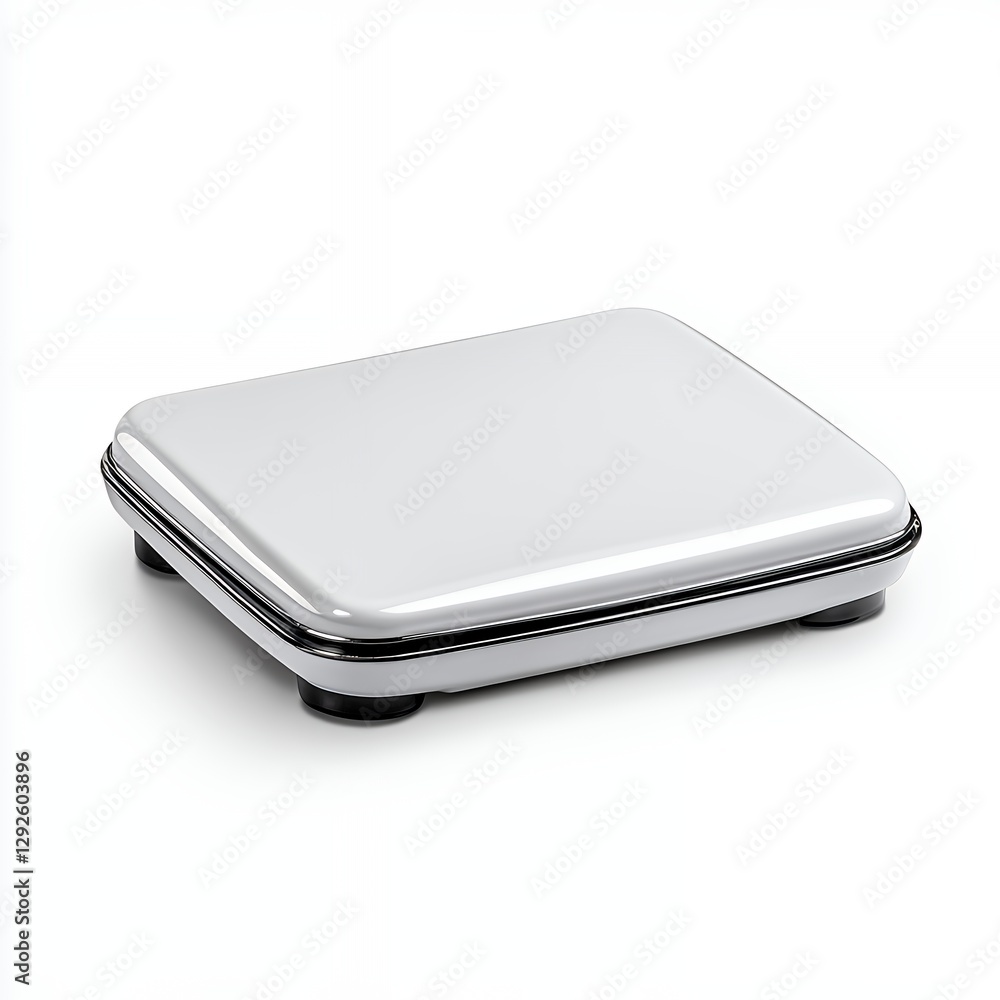 White Rectangular Kitchen Scale On White Background White Rectangular Kitchen Scale On White Background