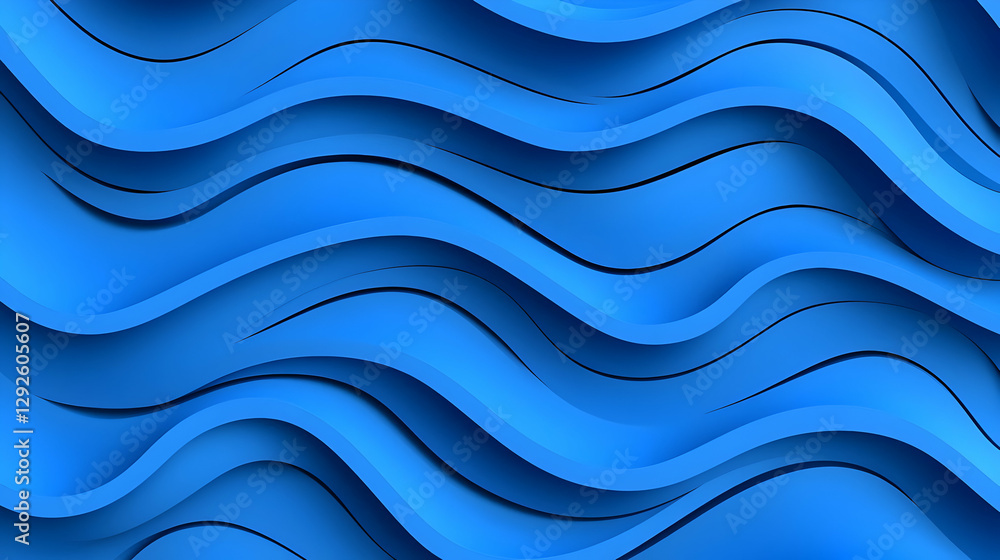 Fototapeta premium Abstract Blue Waves Background with Smooth Flowing Curves Design