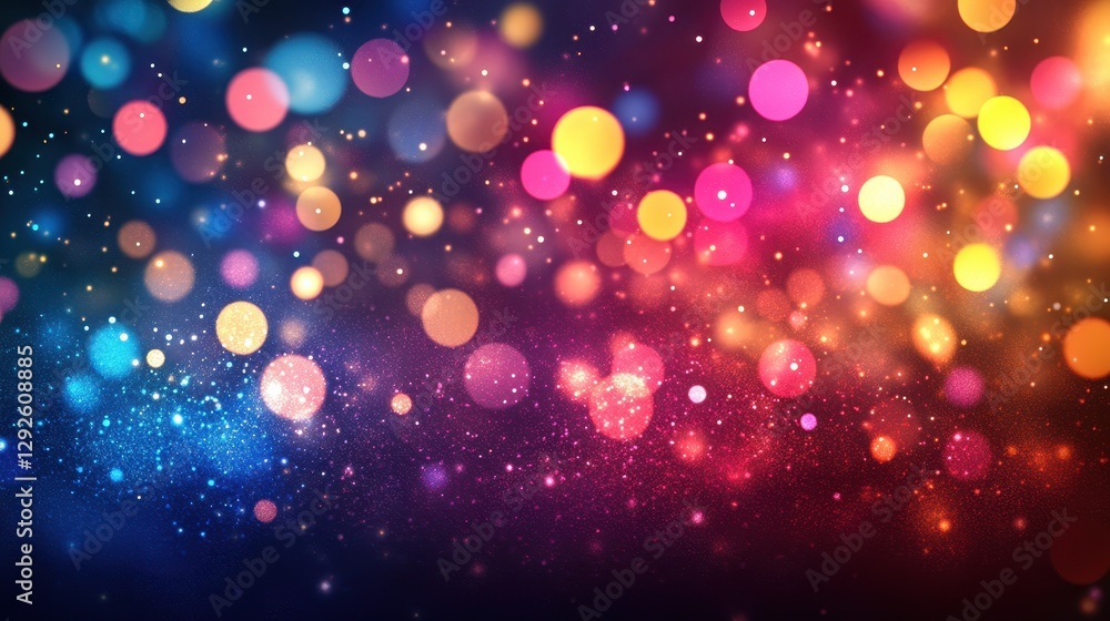 Colorful bokeh lights sparkle on a dark background, perfect for festive designs. Ideal for holiday cards, celebratory websites, or adding a magical touch to projects. Colorful bokeh lights sparkle on a dark background, perfect for festive designs. Ideal for holiday cards, celebratory websites, or adding a magical touch to projects.
