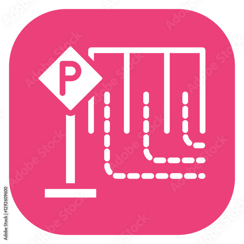 Colorful Glyph Parking Sign Square Icon