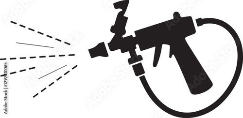 hand holding gun, A black-and-white illustration of a spray gun, spray gun icons