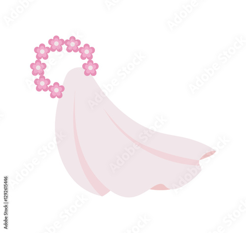 Wedding Veil Pink Floral Elegant Bridal Accessory