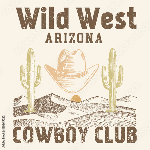 wild west arizona Cowboy Club. Vintage typography wild west texas rodeo western cowboy. wild west artwork fort t shirt, sticker, poster, graphic print.