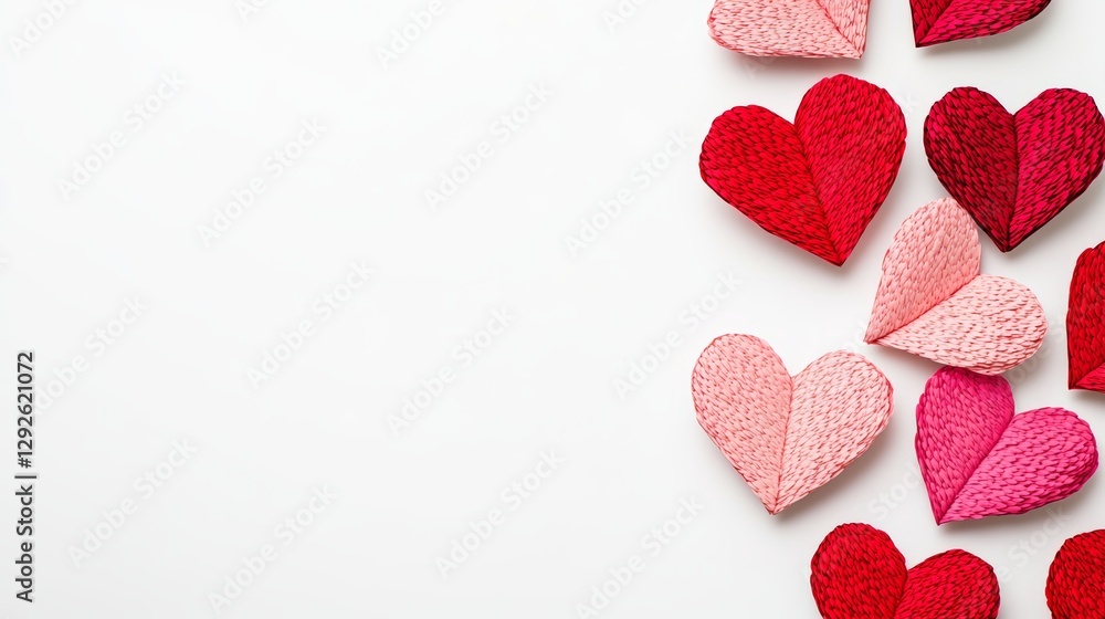 Obraz premium Handcrafted Paper Heart Array on White
