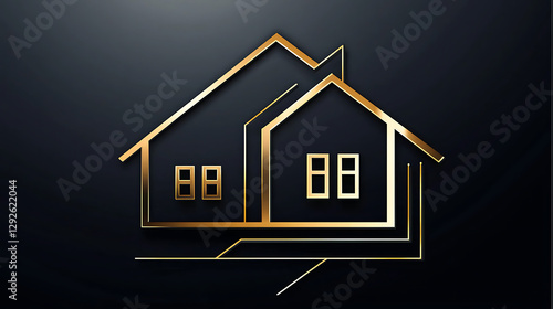 A gold house with two windows and a roof. generated using AI