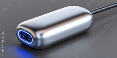 sleek metal connector with blue led accents for modern technology