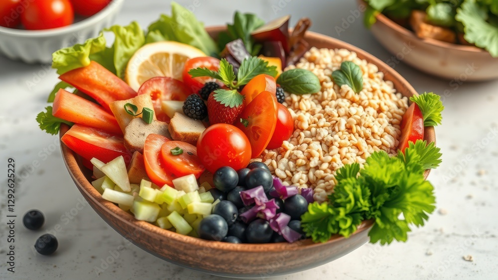 Vibrant Vegan Buddha Bowl with Grains & Berries - Vegan food Vibrant Vegan Buddha Bowl with Grains & Berries - Vegan food