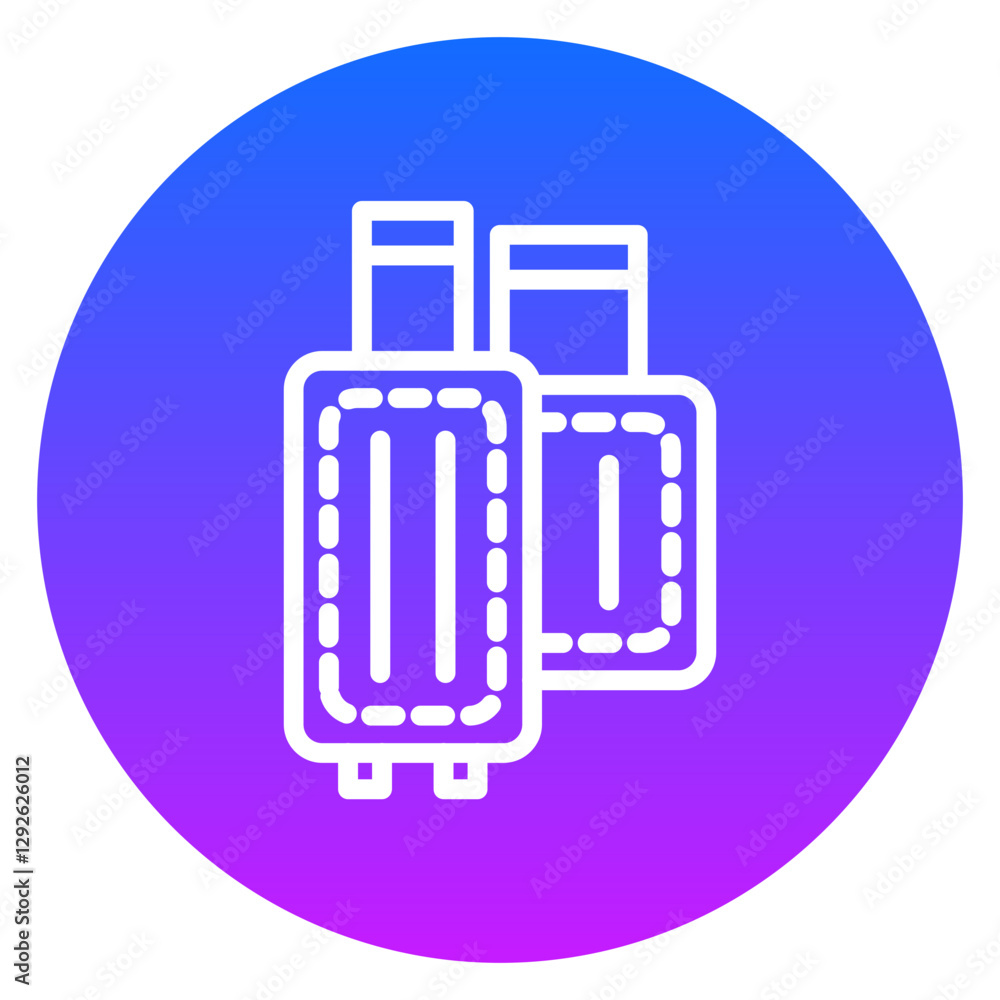 Gradient Line Art Two Wheeled Suitcases Standing Upright Circle Icon Gradient Line Art Two Wheeled Suitcases Standing Upright Circle Icon