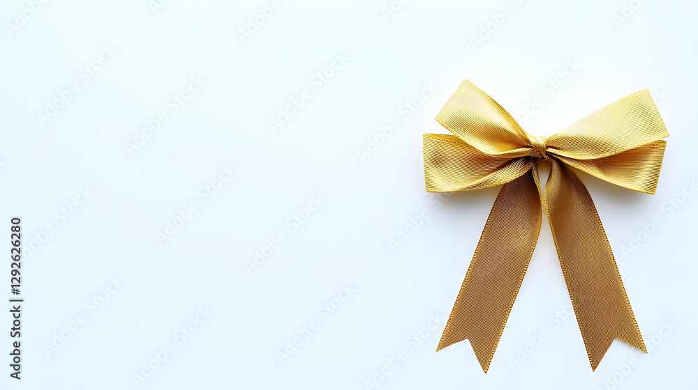 Elegant Golden Ribbon Bow on a Clean White Background Elegant Golden Ribbon Bow on a Clean White Background