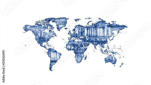 Wallpaper Mural stylish blue world map illustration for modern design projects Torontodigital.ca