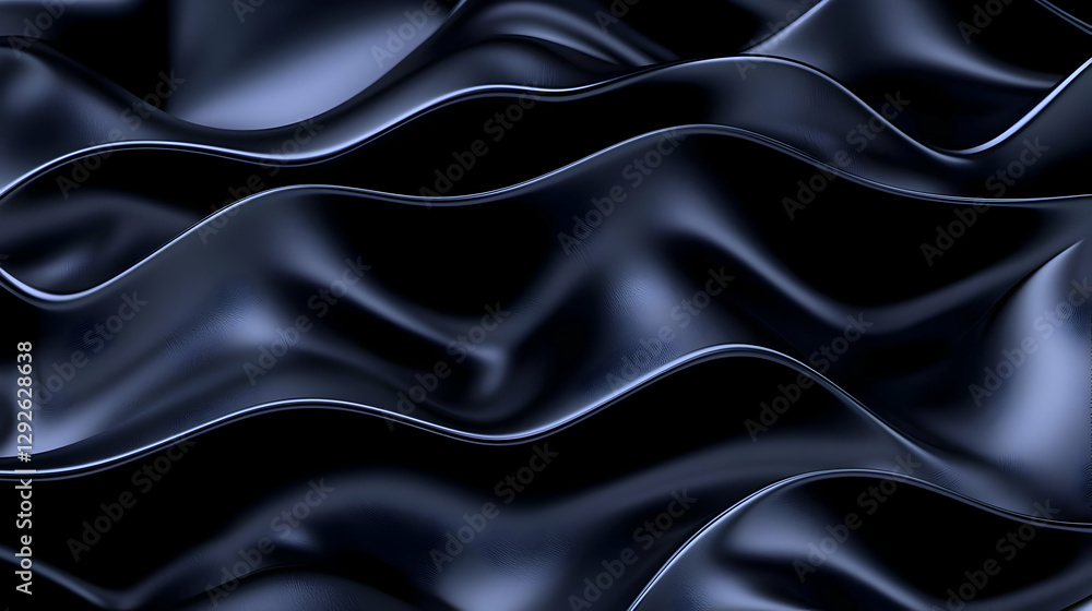 Obraz premium Smooth Dark Waves of Fabric Flowing Gracefully on Black Surface