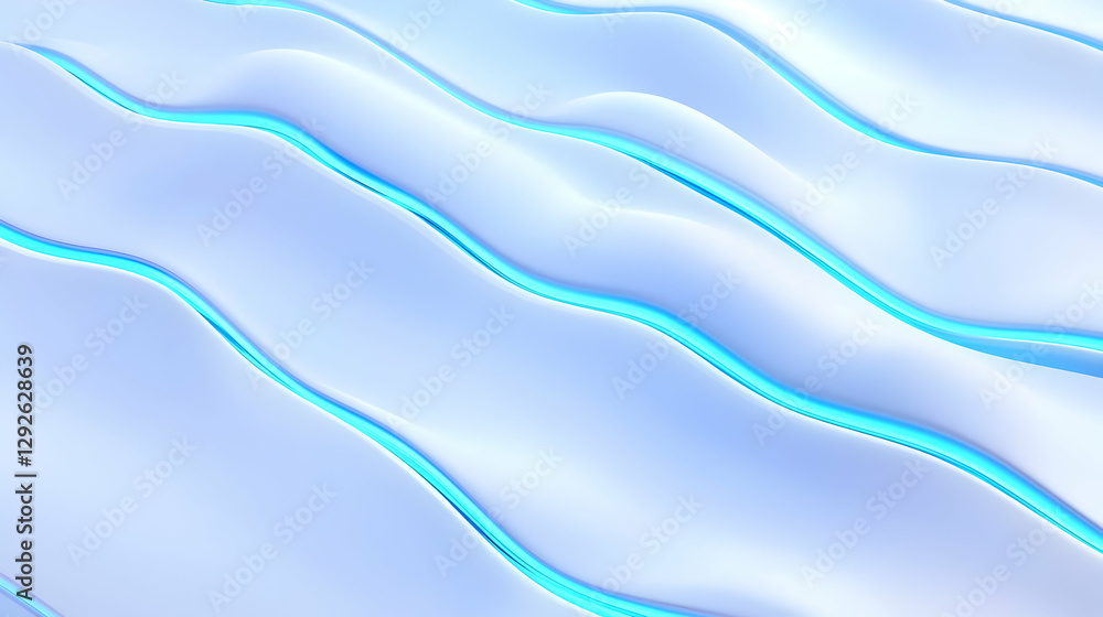 Naklejka premium Smooth Waves of Blue and White Flowing Fabric Abstract Background