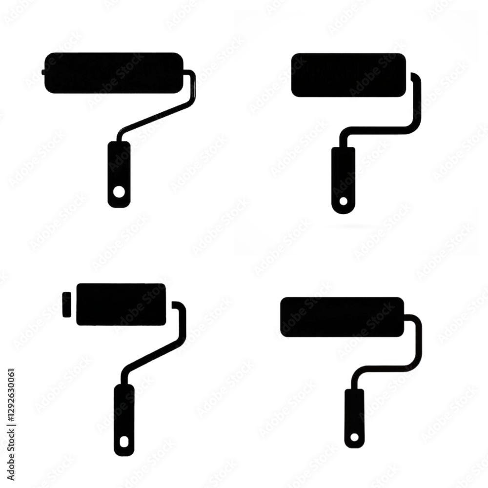 Vector paint roller icon set. Paint roller silhouette illustration isolated on a white background Vector paint roller icon set. Paint roller silhouette illustration isolated on a white background